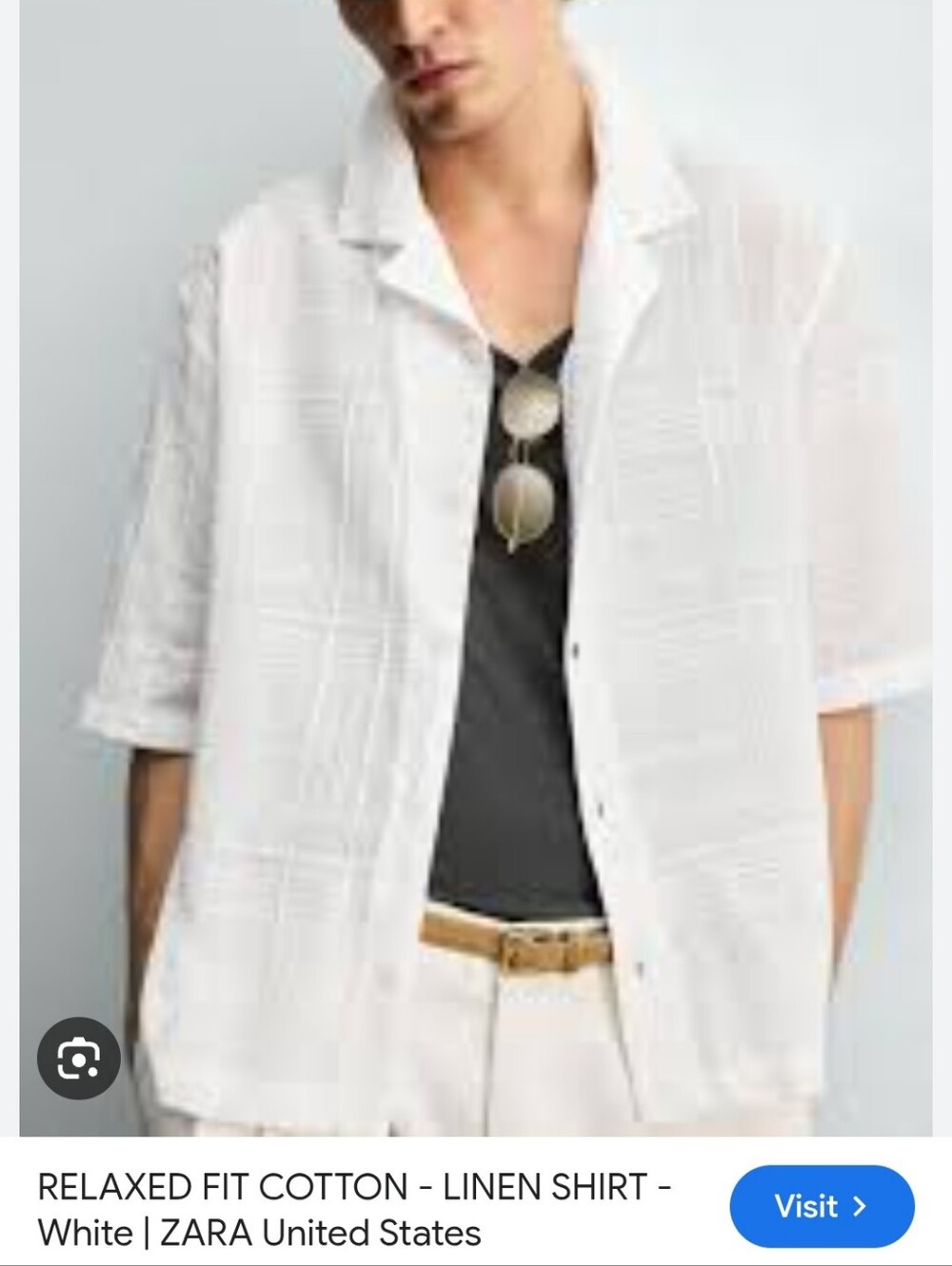 Zara Button Down Linen Blend Shirt, Sz L